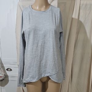 Athletic Works Light Gray Women's Long Sleeve Tee